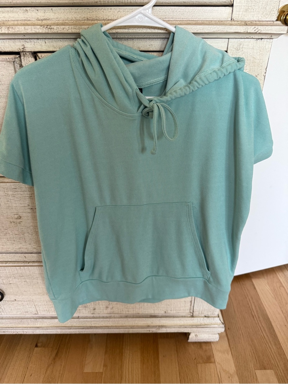 Coco + Carmen Short Sleeve Hoodie in Seafoam